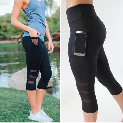 Women Skinny Leggings Patchwork Mesh Yoga Leggings Fitness Sports Pants