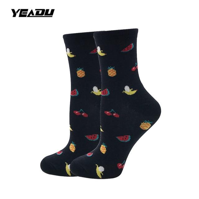 YEADU Women's Socks Japanese Cotton Colorful Cartoon Cute Funny Happy kawaii Skull Alien Avocado Socks for Girl Christmas Gift