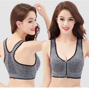 Women Zip Front Sports Bra Wireless Post Surgery Bra Active Yoga Sport Yoga Bra